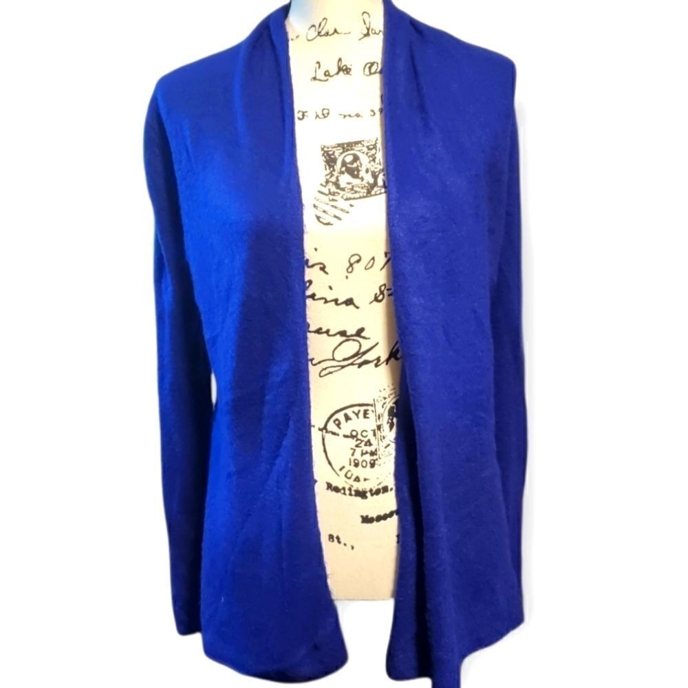 Olivaceous deep purple blue cardigan sweater small super soft angora type